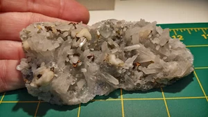 SPECTACULAR! Terminated Quartz on Fluorite w/ Calcite & Rainbow Pyrite - China - Picture 1 of 10