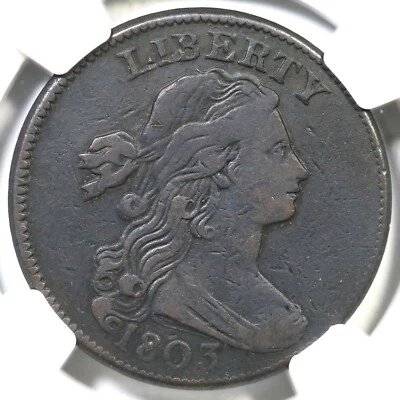 1803 S-246 R-3 NGC VF 20 Sm Date, Sm Frac Draped Bust Large Cent Coin 1c - Image 1 of 3