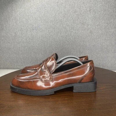 Charles David Delusion Loafer Shoes Women's 8 Brown Patent Leather Moc Slip On - Image 1 of 4