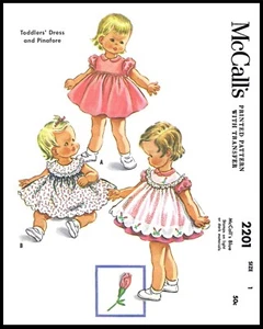 McCall's # 2201 Fabric Sewing Pattern Dress Frock & Pinafore Size 1 Embroidery - Picture 1 of 5