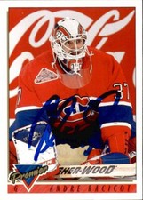 Andre Racicot Signed Autographed 93/94 Topps Premier card Montreal Canadiens