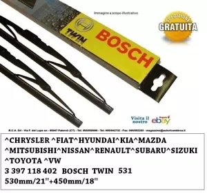 KIT 2 SPAZZOLE TERGI TERGICRISTALLO BOSCH TWIN 531 3397118402 530mm 450mm - Foto 1 di 1