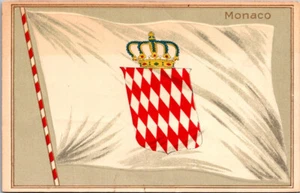 MÓNACO - BANDERA NACIONAL - POSTAL ANTIGUA EN RELIEVE - Imagen 1 de 2