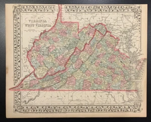 Mitchell: "County Map of Virginia and W Virginia," 1874 - Picture 1 of 3