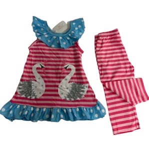 Girls Round Neck Sleeveless Multicolor Striped & Pull On Pants 2 Piece Size Xl - Picture 1 of 3