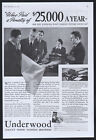 1937 Underwood Elliott Fisher print ad Automatic Feed Typewriter