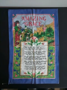 Amazing Grace schottisches Souvenir Handtuch Wandbehang Schottland 18"x27" Vintage - Bild 1 von 9