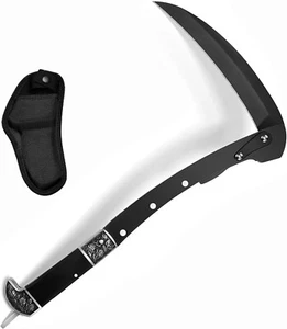 Folding Sickle, Two Section Foldable Scythe with Wooden Handle, Sheath 2 Section - Picture 1 of 7