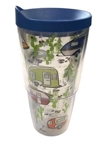 Tervis Vaso 111931 Retro Camping 24 OZ Vaso Viajero Taza Taza Azul Nuevo - Imagen 1 de 6