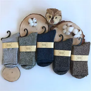 5 Pair Mens Wool Socks Heavy Duty Warm Thermal Merino Lambs Wool Boots Socks - Picture 1 of 12