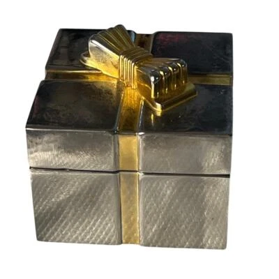 Binion Silver Toned Quartz Table Clock Gift box with gold bow  - Image 1 of 4