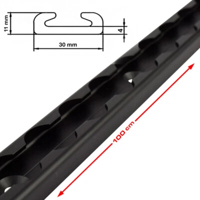 RACEFOXX Binario aereo, lungo 100 cm, nero, semicircolare, modello 30x11x4 mm