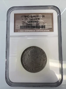 NGC GENUINE - EL CAZADOR SHIPWRECK 1778 MO FF MEXICO SILVER 2 REALES- - Picture 1 of 4