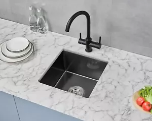 15 X 17 Inch Black Bar Sink Undermount, Modern Kitchen Sink, Stainless Steel. - Picture 1 of 12