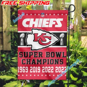 Kansas City Chiefs Super Bowl LVIII Champions 4 Years Garden Flag 12x18" 2 SIDED - Picture 1 of 4