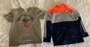 Adidas-Jacket and Shirt-Orange,Gray, and Dark Blue-Size U.S 7-Set of Two - Picture 1 of 9