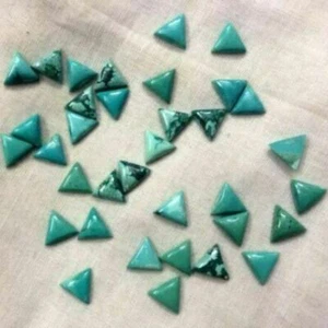3MM TO 10MM NATURAL GREEN TIBETAN TURQUOISE TRIANGLE SHAPE FLAT BACK CABOCHON - Picture 1 of 4