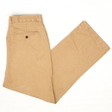 Orvis Mens Khaki Chino Pants 34x30 Solid Beige Cotton Flat Front Casual Trousers
