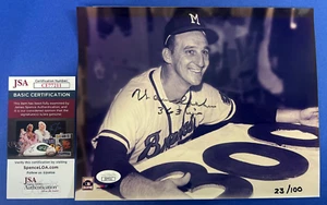 Warren Spahn 363 Wins Signed 8x10 Photo Milwaukee Braves JSA CE77211 - Picture 1 of 5