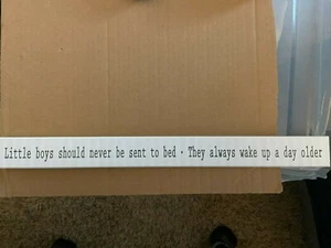 Wooden Baby Sign "Little Boys should never be sent to bed..." 16" *NEW* hh1 - Picture 1 of 2