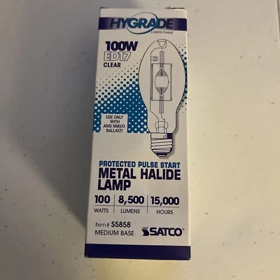 Satco S5858 MP100/ED17/U/PS HID 100W Medium E26 Clear ED17 Cool White 4000K - Image 1 of 4