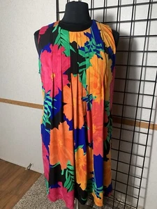 Calvin Klein Size L Sleeveless Lined front tuck Floral Dress - Picture 1 of 5