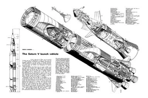 Saturn 5 Cutaway Art Poster Nasa Space Travel 11x17 Mini Poster (28cm x43cm) - Picture 1 of 1