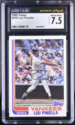1982 Topps #538 Lou Piniella JSA AUTHENTIC x CGC 7.5 - Image 1 of 2