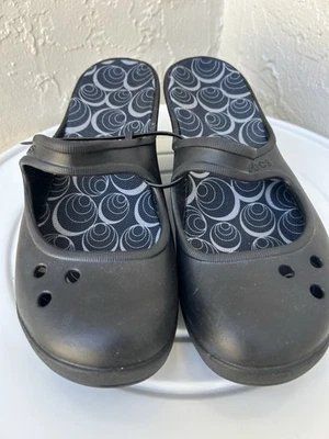 Crocs Frances Mary Jane wedge shoes Black Size 8 New - Image 1 of 4