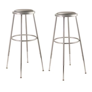 32 In. - 39 In. Height Adjustable Grey Heavy Duty Vinyl Padded Steel Stool (2-Pa - Picture 1 of 3