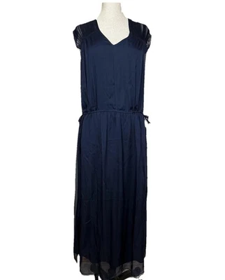 Sundance Gossamer Dreams Dress Sz S Midnight Blue 100% Silk Maxi Cinch Waist NEW - Image 1 of 4