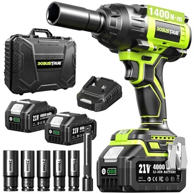 ROBUSTRUE 1400N.m (1032ft-lbs) Cordless Impact Wrench 1/2 High Torque Brushless Impact Gun