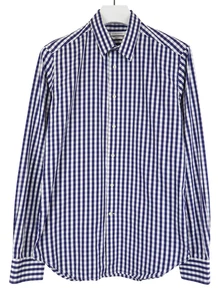 J.LINDEBERG Slim Fit Shirt Men's 40/ 15 3/4 Blue Check Long Sleeve Button-Up - Picture 1 of 8
