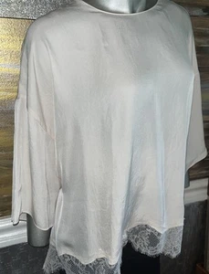 Vince Pale Pink Lace Enhanced Blouse Size XXL New - Picture 1 of 8