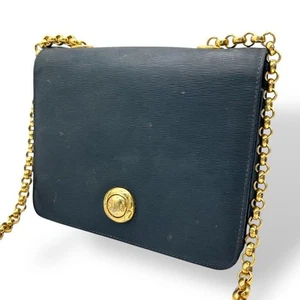 Chloe Shoulder Bag Chain Shoulder Navy Leather Used - Picture 1 of 12