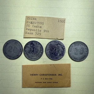 China 1920 Kwangtung 20 Cents Coin Collection Look 4 Lots - Picture 1 of 13