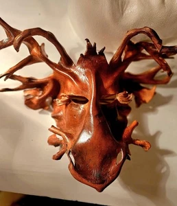 LEATHER FOREST MOOSE MASK - Picture 1 of 6