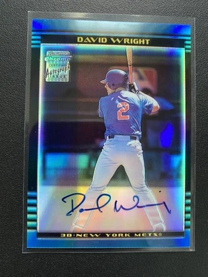 David Wright 2002 Bowman cromo #385 refractor novato automático radiocontrol Mets Foto 1 de 2