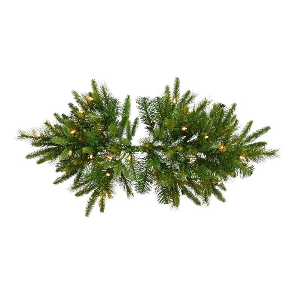 Кашемировый искусственный рождественский сваг Vickerman 18 дюймов со светодиодной подсветкой зеленый - Изображение 1 из 1