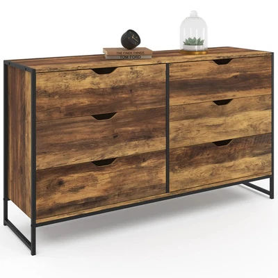 Commode 6 tiroirs HAWKINS XXL 140 cm design industriel - Photo 1/4