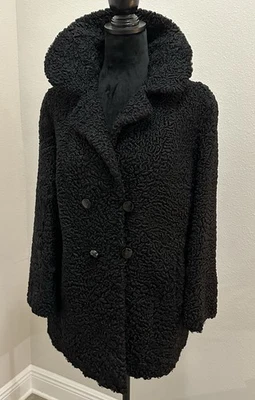 Handmade Black Persian Curly Lamb Jacket Coat By Heimann’s Lima, OH Women's Vtg - Image 1 of 4