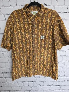 Vintage Duke Kahanamoku Hawaiihemd M braun Art Aloha Camp Loop Kragen Viskose - Bild 1 von 10
