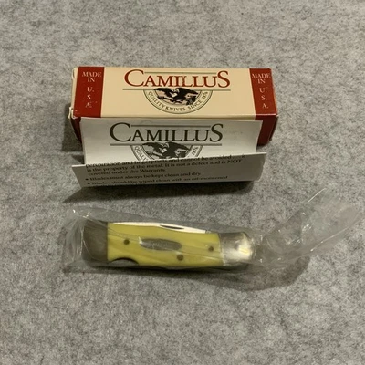 复古 Camillus NY 美国 715Y Yello Jaket 单刀片锁后口袋刀 全新 — 第 1/4 张图片