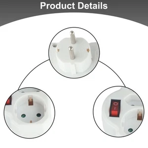 Steckdosen-Adapter 3 Weg Leiste Mit Beleuchtung Mit Schalter Stromwandler - Bild 1 von 24