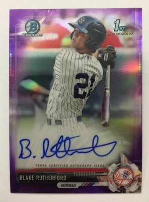 Blake Rutherford PURPLE Chrome Prospect Auto #210/250 2017 Bowman Autograph - Image 1 of 2