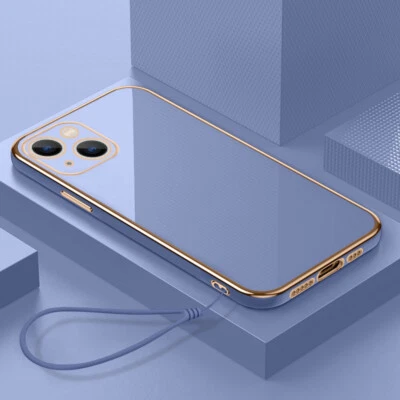 For iPhone 17 16 15 14 13 Pro Max 12 Plating Lanyard Soft Shockproof Case Cover - Image 1 of 4