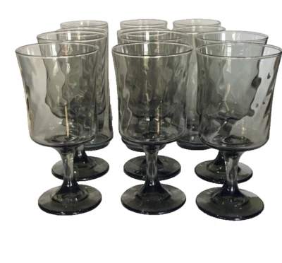 Juego de 12 copas LIBBEY vintage gris humo ópticas agua/té y vino Foto 1 de 4