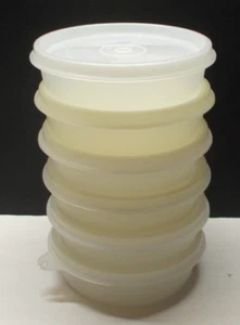 6 Vintage Tupperware 1286 Little Wonder Bowls Snack Containers & Lids 215 Sheer - Picture 1 of 5
