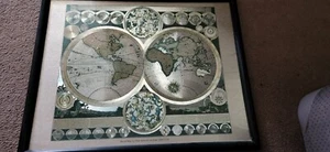 Vintage gold foil map framed A3 size approx Mapmakers - Picture 1 of 14