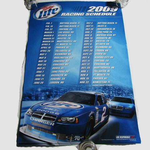 2009 NASCAR Miller Kurt Busch Dodge Charger Schedule Poster New Unused Stock Cover